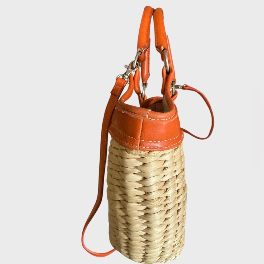 Ego Straw Beach Bag Orange Floral Crossbody Tote Boho Cottagecore - Picture 5 of 9
